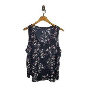 Banana Republic Black Sleeveless Floral Print Top